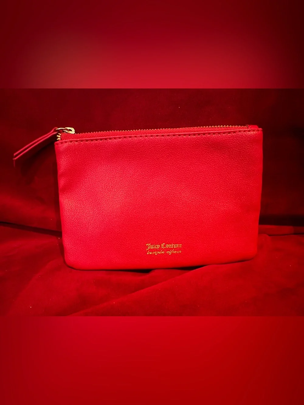 Juicy Couture Red Leather Cosmetics Bag